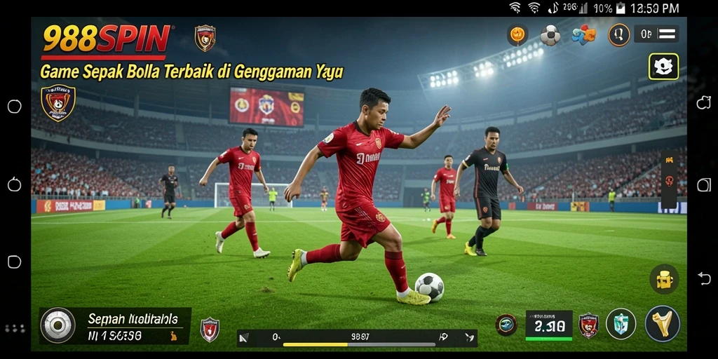 Tampilan gameplay 988SPIN yang mendebarkan saat bertanding sepak bola.