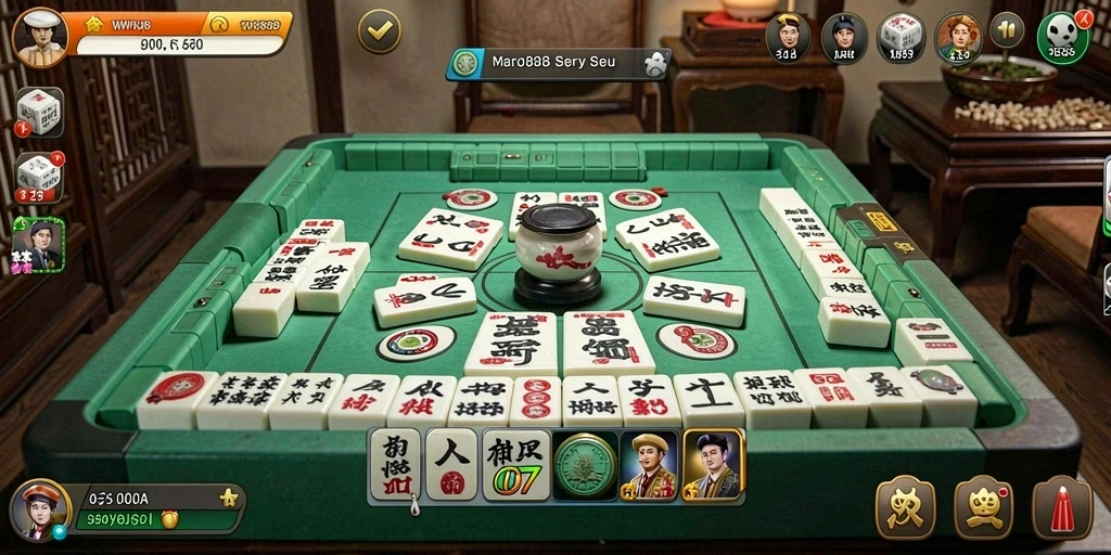 Screenshot gameplay BW888 dengan aksi Mahjong yang mendebarkan.