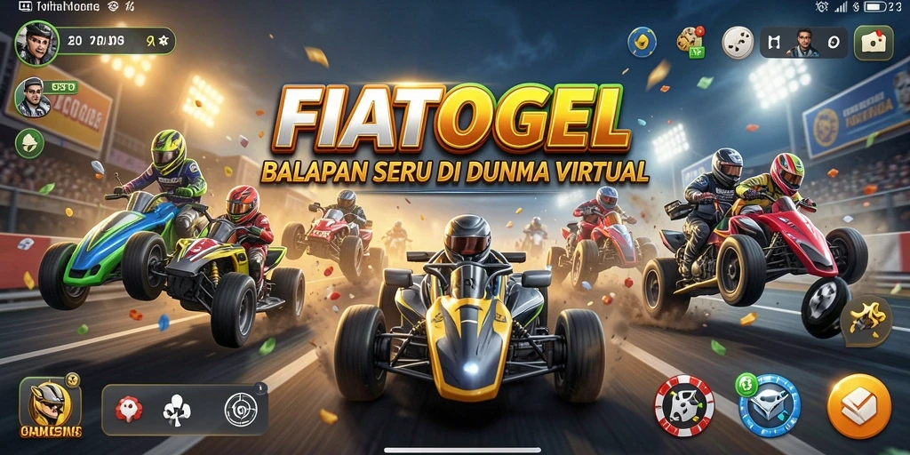 Screenshot menunjukkan aksi balapan mendebarkan di FIATOGEL.
