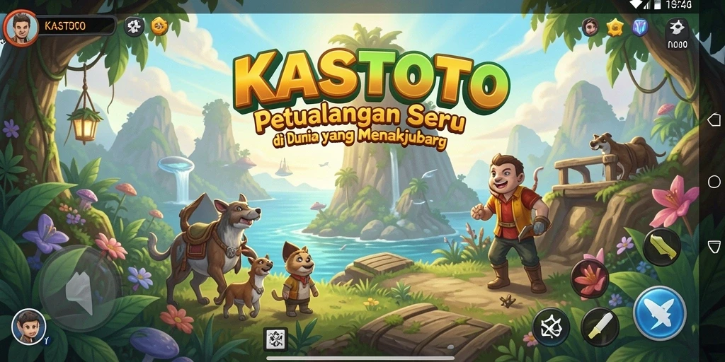 Tangkapan layar gameplay KASTOTO yang menunjukkan aksi seru dalam petualangan.