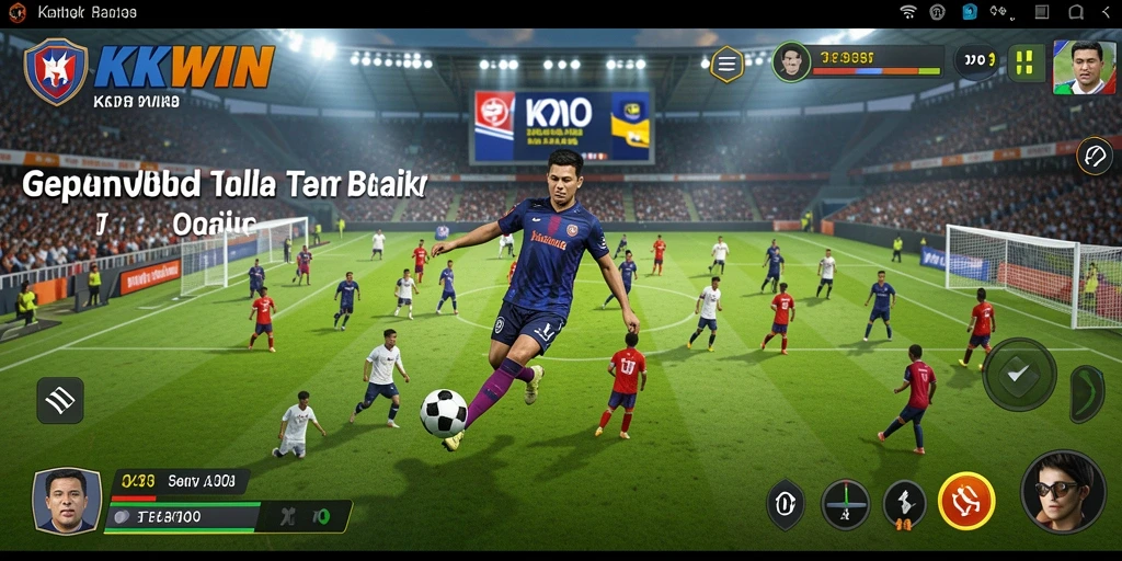 Tangkapan layar KKWIN menampilkan pertandingan sepak bola yang intens dan penuh aksi.