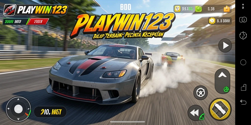 Tampilan gameplay balap seru dari PLAYWIN123 dengan mobil-mobil berkecepatan tinggi.