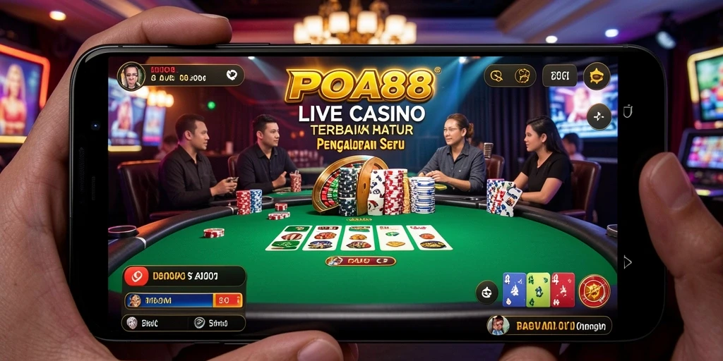 Screenshot POA88 menunjukkan dealer langsung yang berinteraksi dengan pemain.