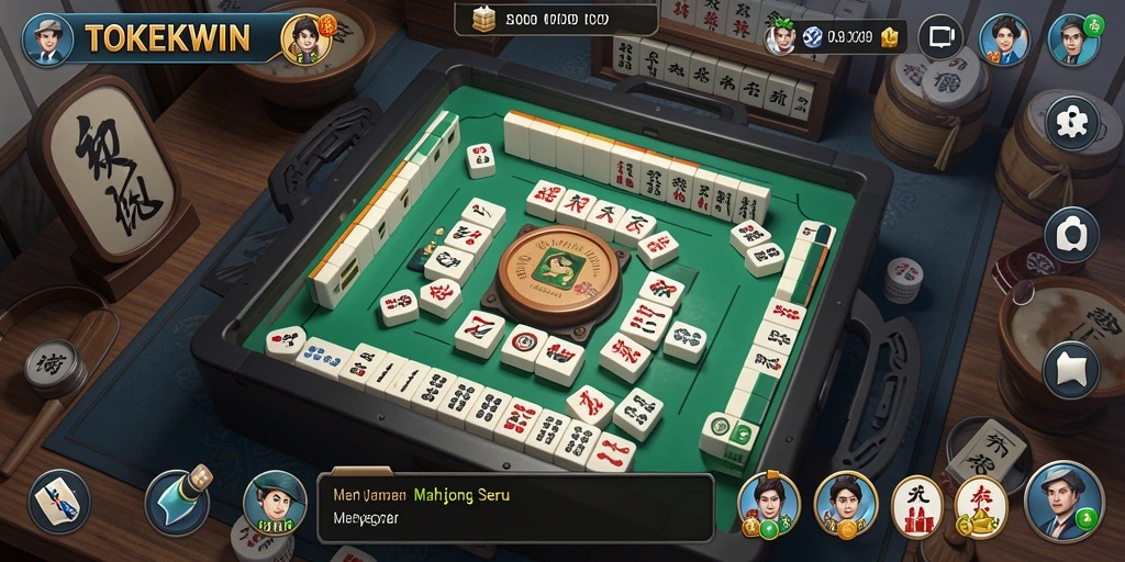 Tampilan antarmuka gameplay <strong>TOKEKWIN</strong> yang menarik dalam permainan Mahjong.
